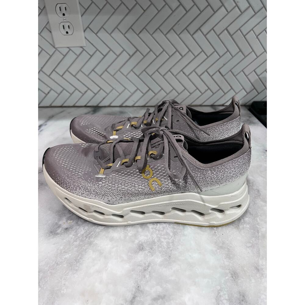 On Cloudsurfer Max Men’s 13 Wide Running Shoes Gray Gold Cushioned Road Sneakers